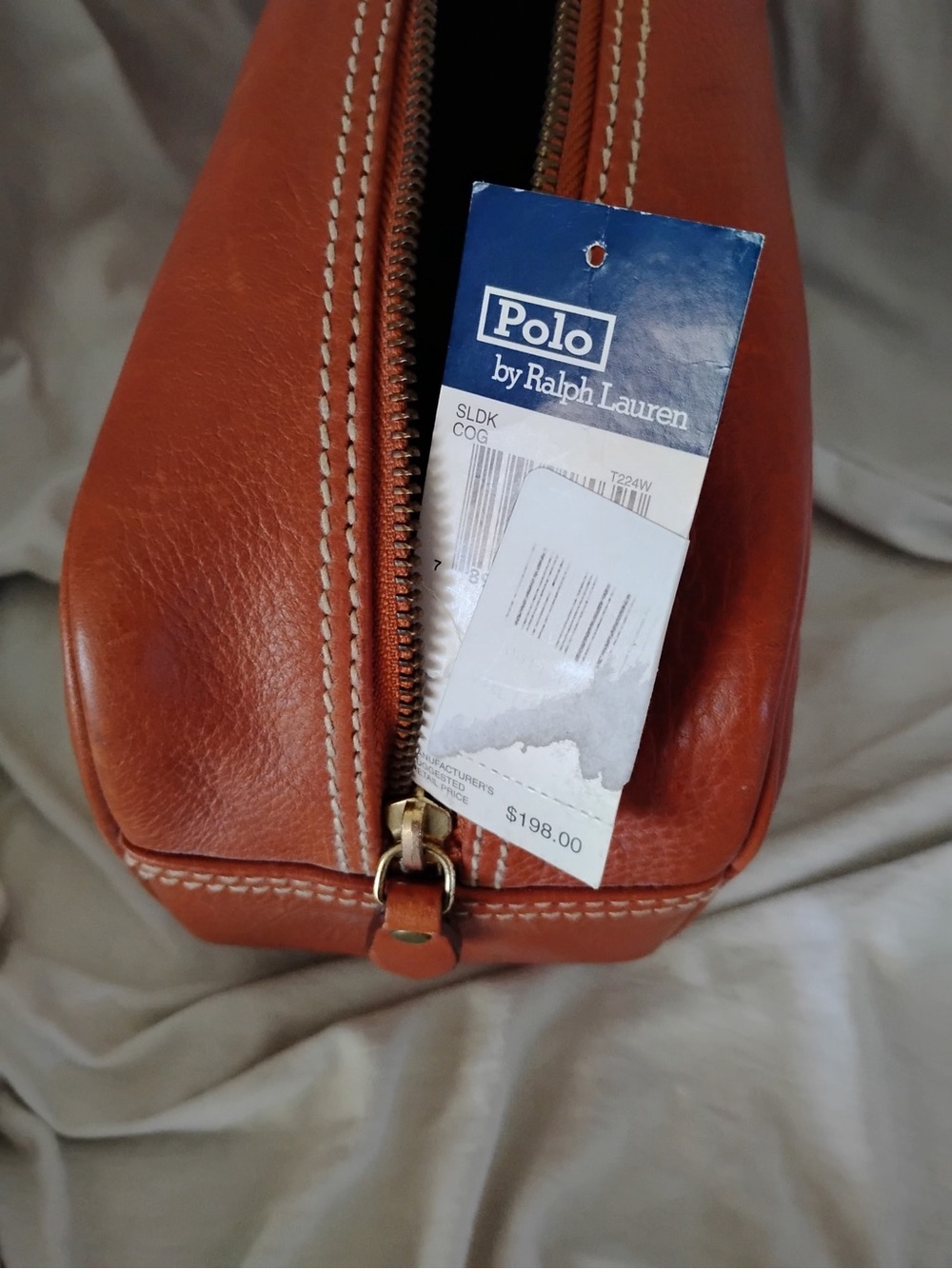 Vintage Polo by Ralph Lauren Brown Leather Travel Bag with Contrast Stitching
